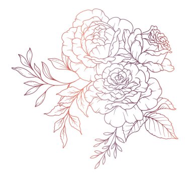 Gül Çizgisi Çizimi. Siyah beyaz çiçek buketleri. Çiçek Rengi Sayfası. Çiçek Hattı Sanatı. İnce Çizgili Gül çiçeği çizimi. El çizimi çiçekler. Botanik boyama. Düğün davetiyesi çiçekleri