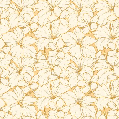 Tropik Bitkiler Arkaplanı. Tropikal Kusursuz Moda Grafikleri. Tropik Çiçekler ve Yaprak Çizgisi Sanatı. Tropikal çiçekler pürüzsüz desen 