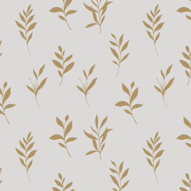 Çiçeksiz desen. Yeşillik arka planı. Çevre dostu bir geçmiş. Yapraklar, dallar, yapraklar, bitkiler elle çizilmiş siluet tasarımı. Zarif, pürüzsüz arka plan. Sonsuz şablon minimalist tarzı.