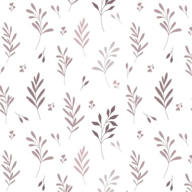 Çiçeksiz desen. Yeşillik arka planı. Çevre dostu bir geçmiş. Yapraklar, dallar, yapraklar, bitkiler elle çizilmiş siluet tasarımı. Zarif, pürüzsüz arka plan. Sonsuz şablon minimalist tarzı.