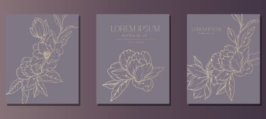 El Çekimi Manolya Çiçekleri Taslağı. Çizgi Sanat Manolyası İllüstrasyonu. Modaya uygun minimalist manolyaları olan botanik arka plan. Lüks Çiçek Hattı Sanat Tasarımı