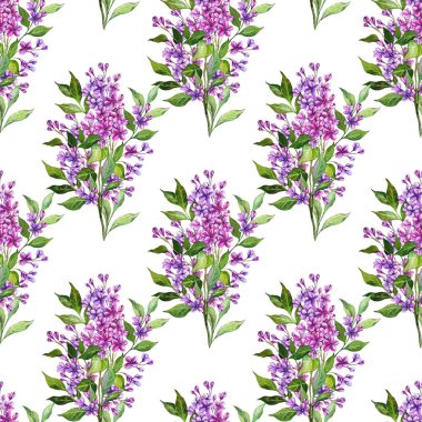 Kusursuz leylak arkaplan. Leylak desenli. Leylak dallı çiçek arkaplanı. Leylak El Suluboya Çizimi. Bahar Yaz Botanik Arkaplanı Duvar kağıtları, düğün, ambalaj kağıdı, tekstil