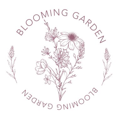 Klasik Floral Logo Tasarımı. Klasik kır çiçekleri etiketi. Çiçek Hattı Sanatı. Paketleme için Etiketler Özeti. Çiçek Yapıştırması Tasarım Şablonu. Çiçekli Klasik Logo Tasarımı. Doğal Organik Etiketler