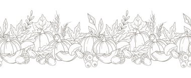 Sonbahar Kusursuz Tasarım. Yatay Sonbahar Arkaplanı. Sonbahar Sanat Çizimi. Sonbahar Çiçeği Tasarımı. Botanik çelengi tertemizdi. Kenarlık Çerçevesi