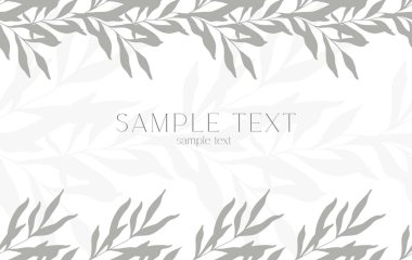 Dallar ve Yapraklar ile çiçek çerçevesi. Kusursuz Yatay Çiçek Geçmişi. Yeşillik Çizgisi Sanat Çizimi. Minimalist Çiçek Tasarımı. Kart Şablonu. Botanik Sınır Çerçevesi