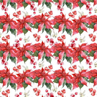 El Çizimi Suluboya Noel Arkaplanı. Sivri uçlu ve yapraklı Noelsiz desen. Noel suluboya. Kış yeşilliği. Duvar kağıtları, tekstil, kartlar, etiketler için Noel deseni