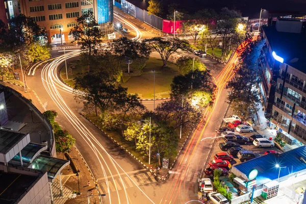 Кигали Руанда Августа 2022 Года Круговая Развязка Центре Города Ночью — стоковое фото