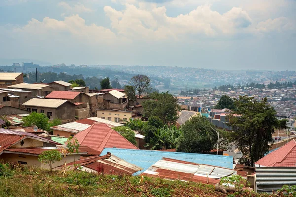 Kigali Ruanda Agosto 2022 Veduta Sulle Case Strette Nel Sobborgo — Foto Stock