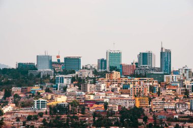 Kigali, Rwanda - August 17 2022: A view of the Kigali skyline taken from Gisozi. clipart