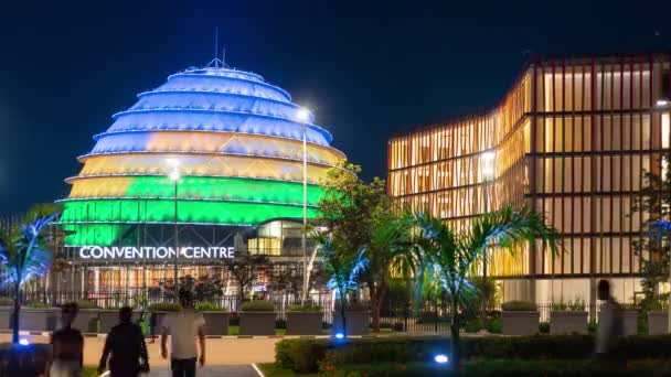 Kigali Rwanda August 2022 Time Lapse Kigali Convention Centre Night — Stock video