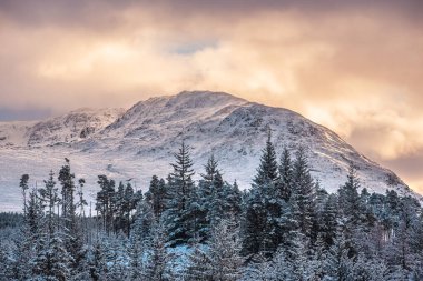 A view of snow-capped Stob Coire Sgriodain, a mountain in the Scottish Highlands (as seen from Laggan Dam) clipart
