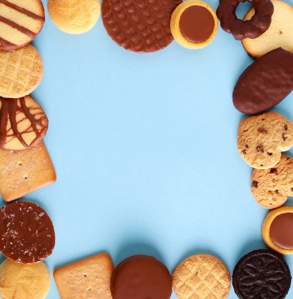 Assorted Cookies Blue Background —  Fotos de Stock