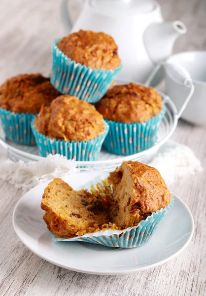 Carrot Fruit Nut Muffins Homemade Healthy Cakes — Stock Photo, Image