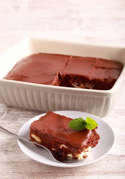 Double Chocolate Brownies Dark Chocolate Cake White Chocolate — Stock Photo, Image