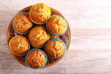 Homemade muffins with dried apricot and coconut