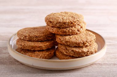 Oat and bran biscuits with glass of milk