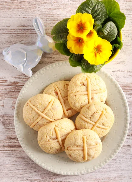 Hot Cross Cookies Easter Homemade Sweet Treats — Fotografia de Stock