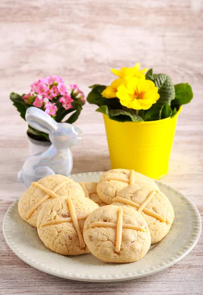 Hot Cross Cookies Easter Homemade Sweet Treats — Stock Fotó