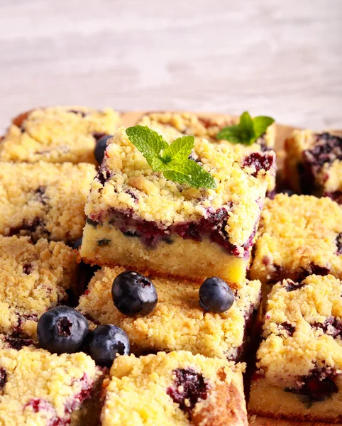 Ricotta Blueberry Crumble Topping Coffee Cake — Stock Photo, Image