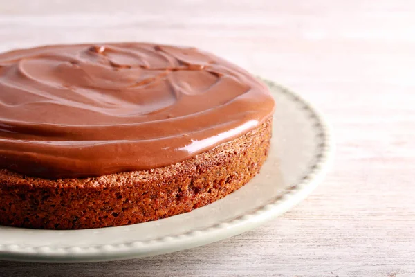 Mocha Walnut Cake Chocolate Ganache Topping — Stock Photo, Image