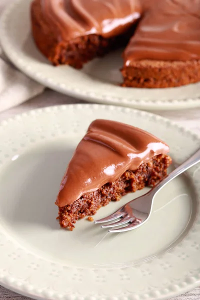 Mocha Walnut Cake Chocolate Ganache Topping — Stock Photo, Image