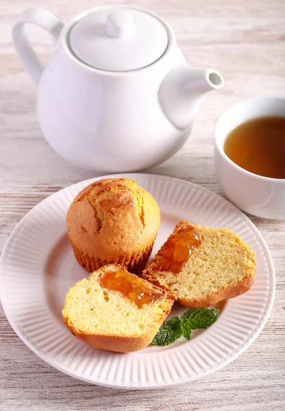 Marmalade Filling Muffins Plate — Stock Photo, Image