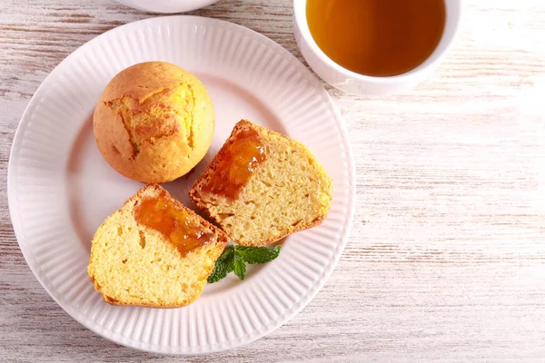 Muffins Remplissage Marmelade Sur Assiette — Photo