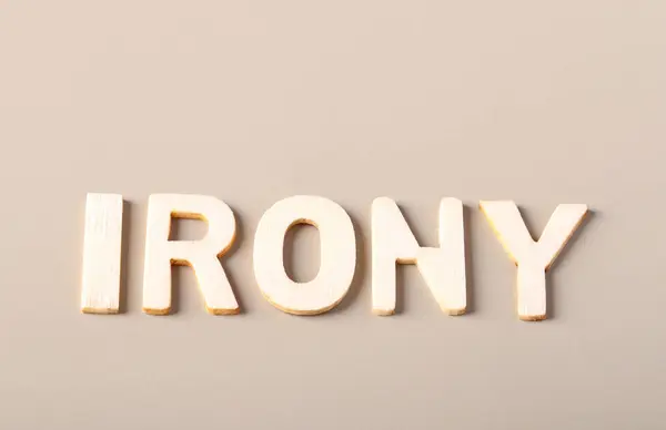 Word Irony Written Wooden Letters — Stock Photo, Image