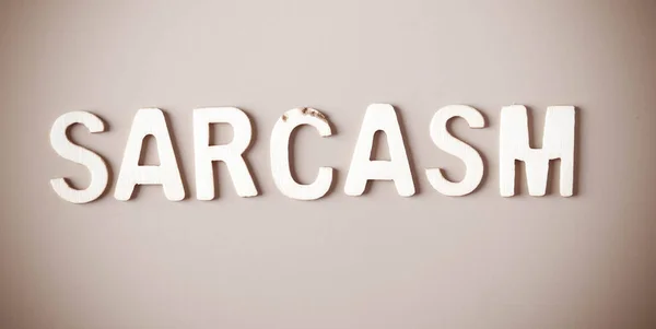 Word Sarcasm Written Wooden Letters — Stock Photo, Image