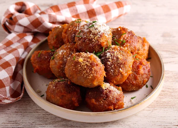 Meatballs Parmesan Topping — Stock Photo, Image
