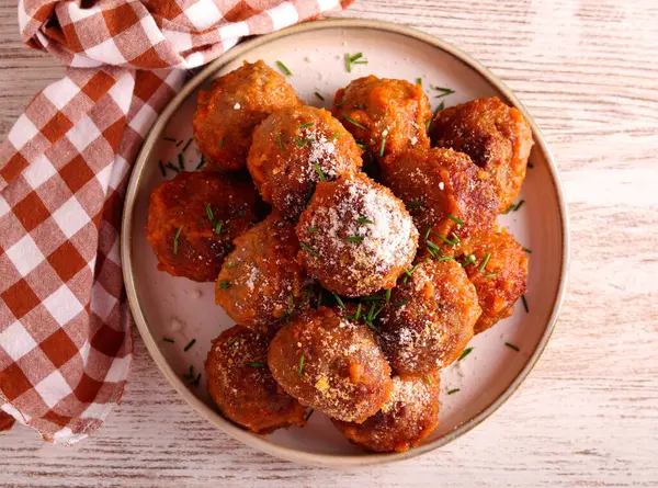 Meatballs Parmesan Topping — Stock Photo, Image