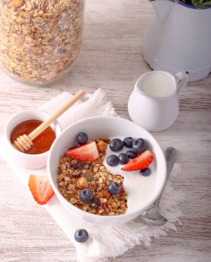 Ev yapımı sağlıklı granola.