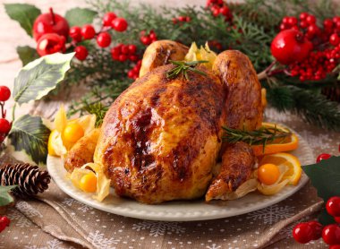 Kızarmış tavuk servis edilir.