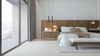 Terrace.3d işlemeli modern minimal yatak odası