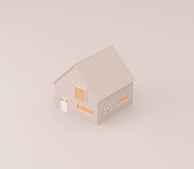 Home isometric in minimal style.3d rendering