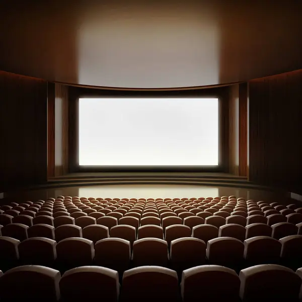Pusty Kino Rzędami Siedzeń Renderowania Zdjęcie Stockowe