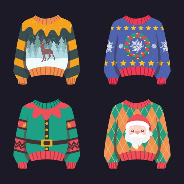 크리스마스 스웨터에 무늬가 새겨져 — 스톡 벡터