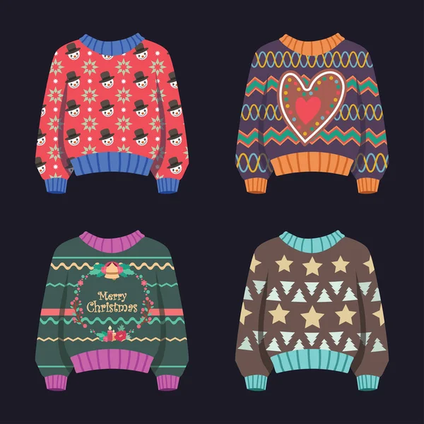 パターンと醜いクリスマスのセーターのコレクション — ストックベクタ