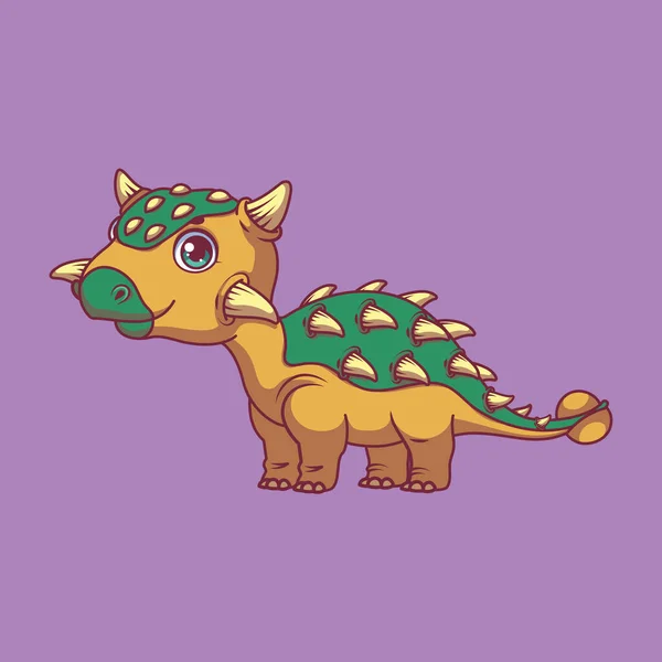 Illustration Cartoon Ankylosaurus Colorful Background — Stockvektor