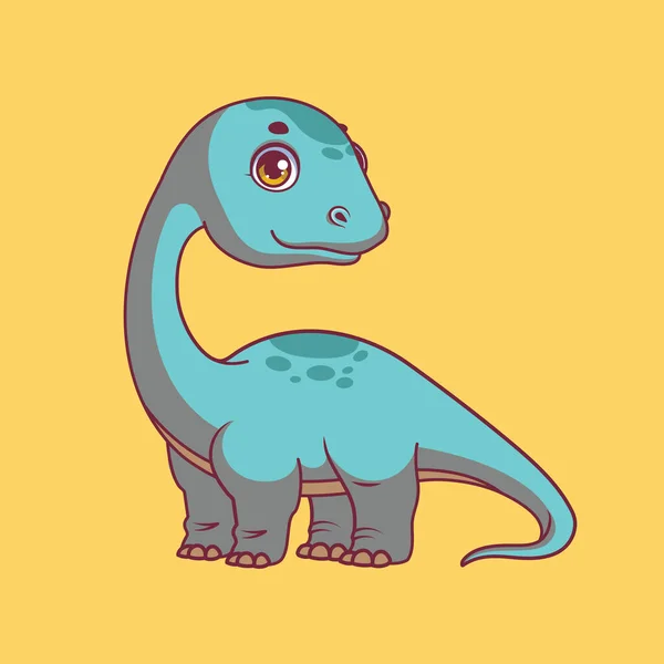 Illustration Cartoon Brontosaurus Colorful Background — Stockvektor