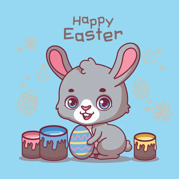 Cute Easter Bunny Colorful Egg Paint Cans — Archivo Imágenes Vectoriales
