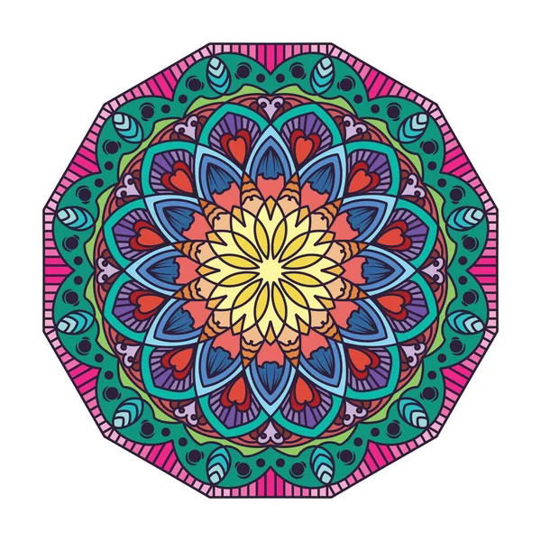 Motif Mandala Coloré Floral Design — Image vectorielle