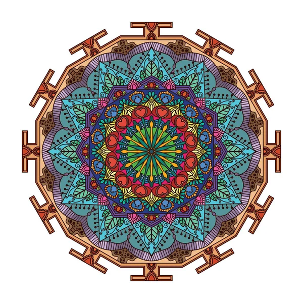 Hermoso Diseño Patrón Mandala Colorido — Archivo Imágenes Vectoriales