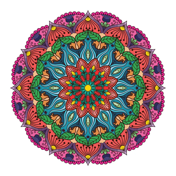 Motif Mandala Coloré Floral Design — Image vectorielle