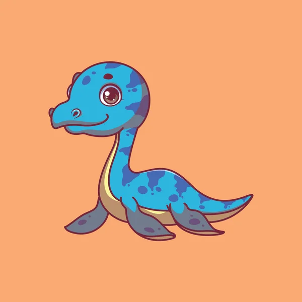 Illustration Cartoon Plesiosaurus Colorful Background — Stockvektor
