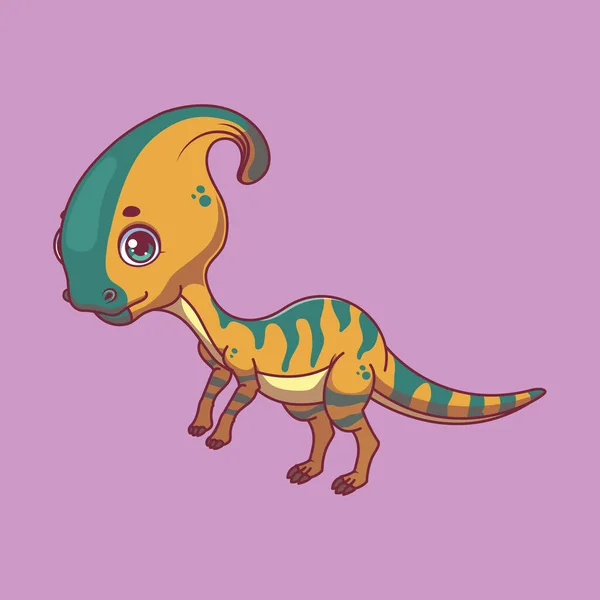 Illustration Eines Cartoon Parasaurolophus Auf Buntem Hintergrund — Stockvektor