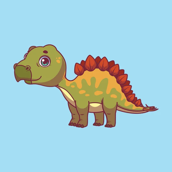 Illustration Cartoon Stegosaurus Colorful Background — Stockvektor