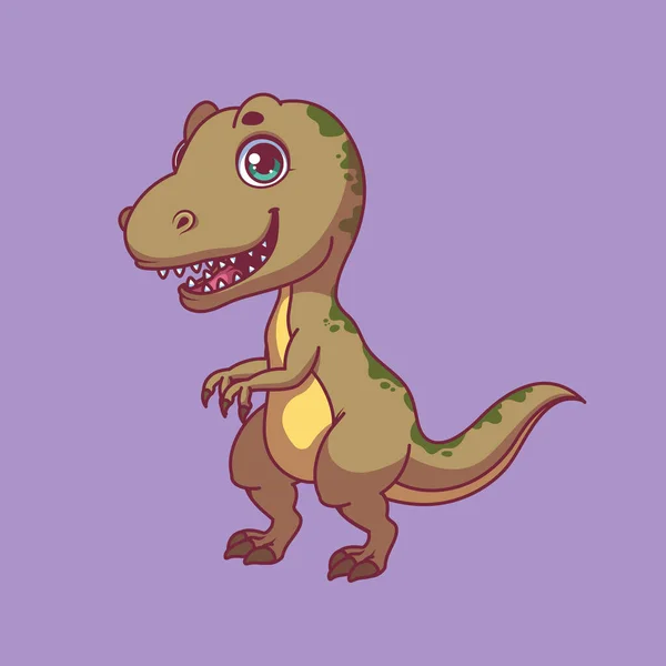 Illustration Dessin Animé Tyrannosaurus Rex Sur Fond Coloré — Image vectorielle