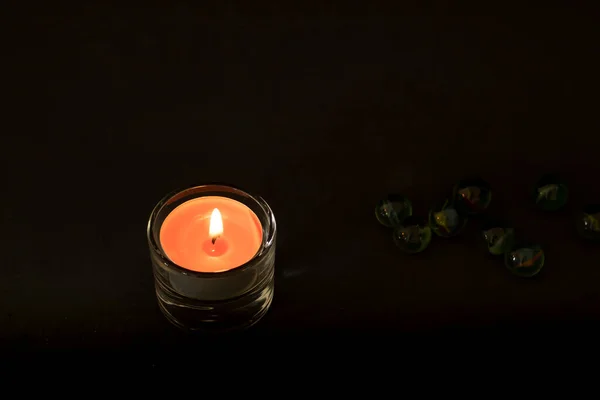 Декоративная Свеча Темноте Изысканное Фото Вид Сверху — стоковое фото