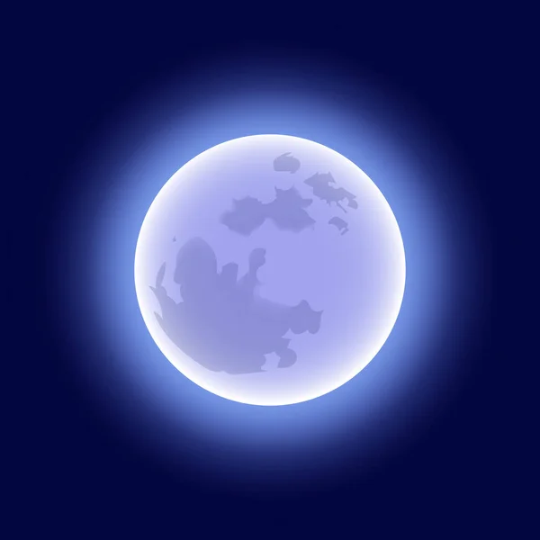 Pleine Lune Sur Style Dessin Animé Ciel Sombre Pour Impression — Image vectorielle